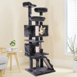 Coziwow By Jaxpety 60-in Tower House Cat Trees, Black -Almo nature Sales 355080 PT7. AC SS1800 V1642806111