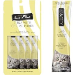 Fussie Cat Tuna With Shrimp Puree Lickable Cat Treats, 0.5-oz Pouch, Pack Of 4