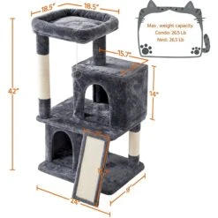 Yaheetech 3 Tiers 42-in Plush Cat Tower With Double Cat Condo -Almo nature Sales 358005 PT2. AC SS1800 V1642691793