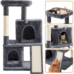 Yaheetech 3 Tiers 42-in Plush Cat Tower With Double Cat Condo -Almo nature Sales 358005 PT3. AC SS1800 V1642693286