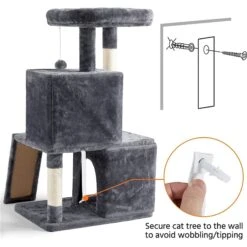 Yaheetech 3 Tiers 42-in Plush Cat Tower With Double Cat Condo -Almo nature Sales 358005 PT7. AC SS1800 V1642694375