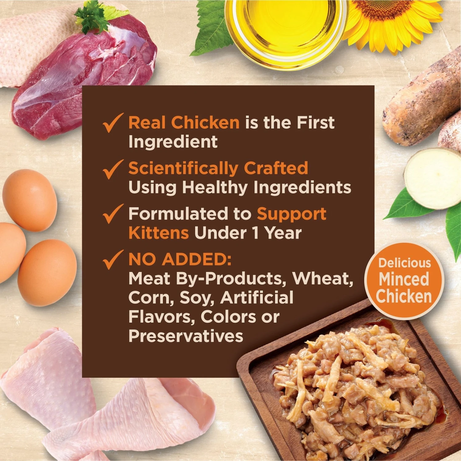 Wellness CORE Tiny Tasters Kitten Chicken Grain-Free Minced Wet Cat Food, 1.75-oz Pouch, Case Of 12 6 Wellness CORE Tiny Tasters Kitten Chicken Grain-Free Minced Wet Cat Food, 1.75-oz Pouch, Case Of 12 - Image 4