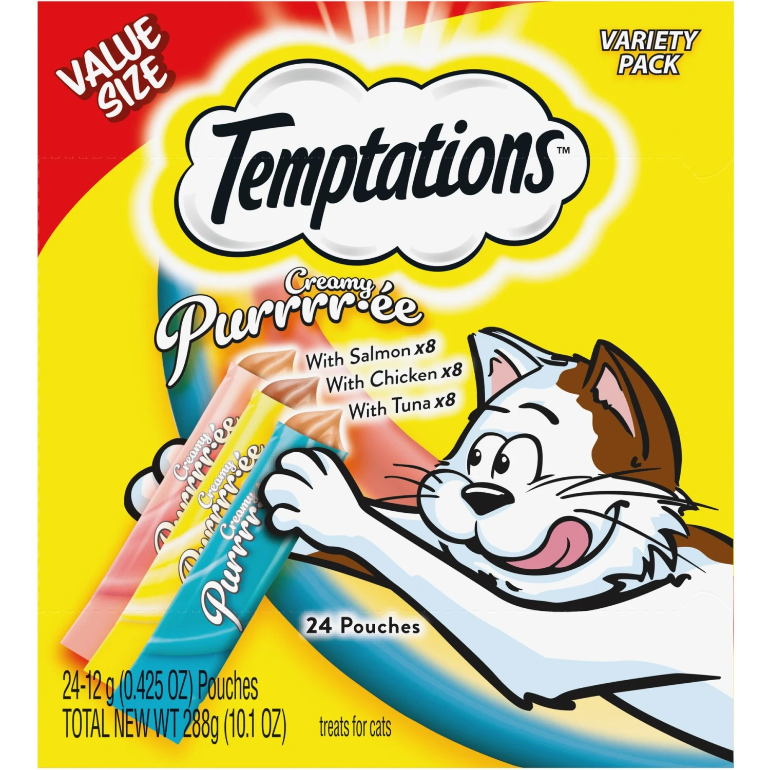 Temptations Creamy Puree Salmon, Chicken & Tuna Variety Pack Lickable Cat Treats 3 Temptations Creamy Puree Salmon, Chicken & Tuna Variety Pack Lickable Cat Treats