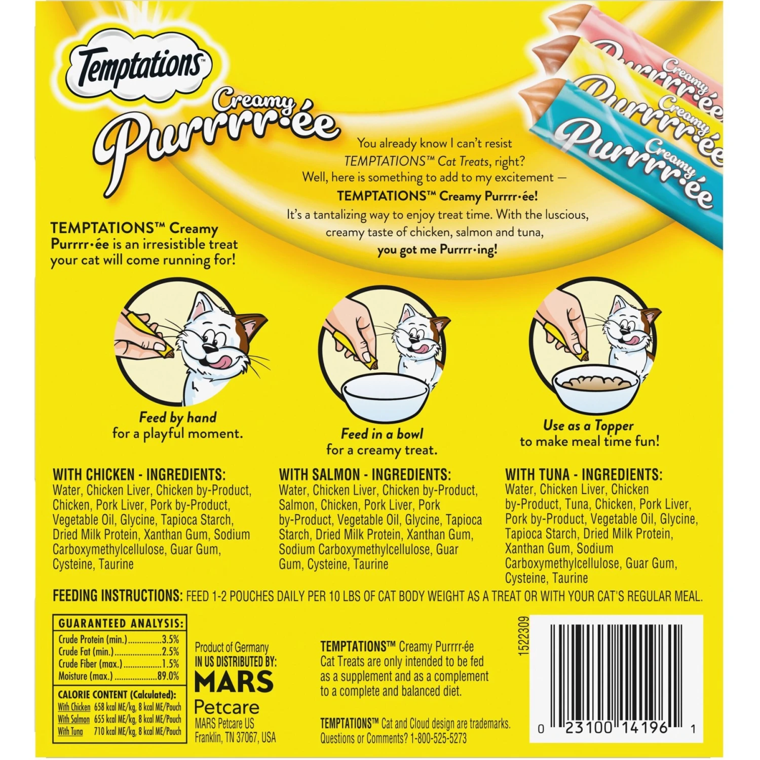 Temptations Creamy Puree Salmon, Chicken & Tuna Variety Pack Lickable Cat Treats 4 Temptations Creamy Puree Salmon, Chicken & Tuna Variety Pack Lickable Cat Treats - Image 2