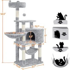 Yaheetech 3-Level Plush Cat Tree, Light Gray, Large -Almo nature Sales 373193 PT2. AC SS1800 V1647479856