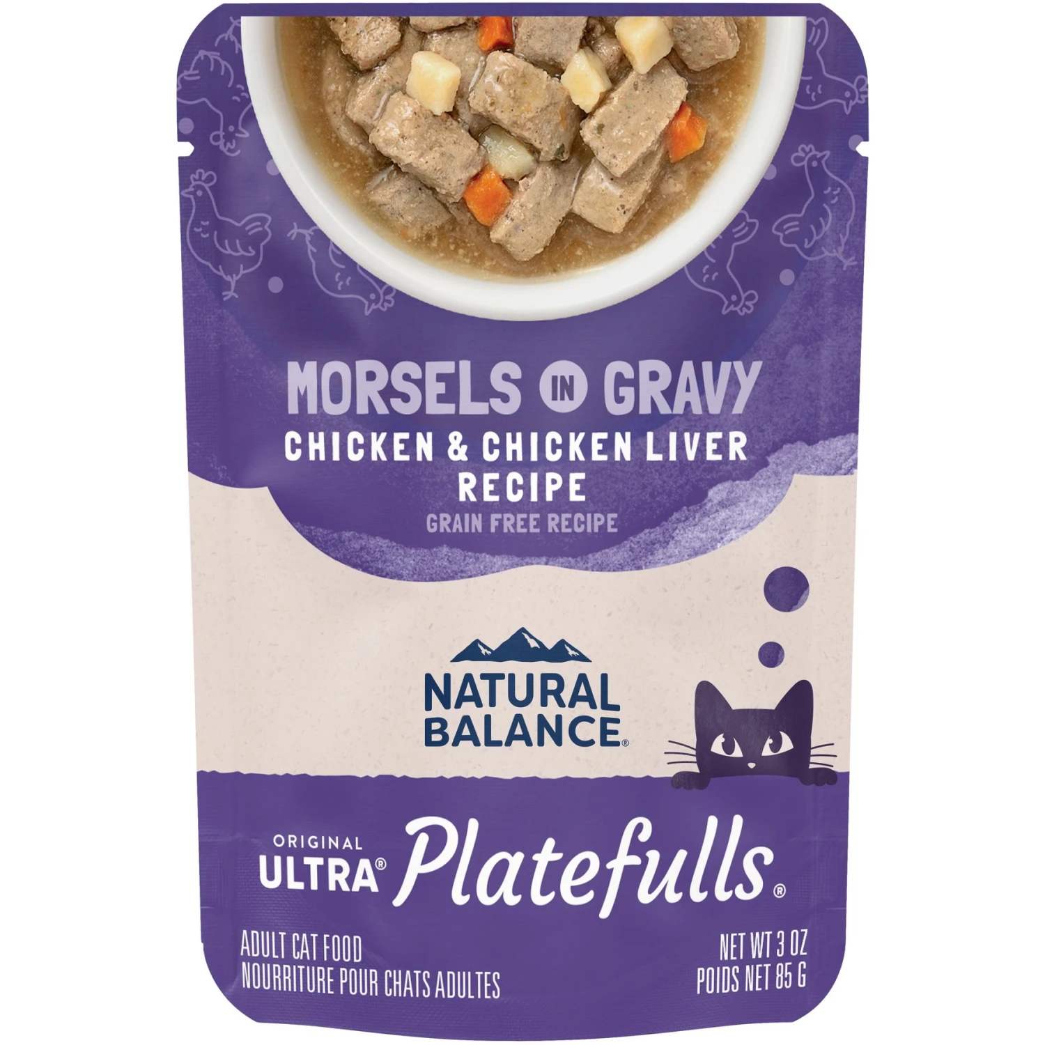 Natural Balance Platefulls Indoor Formula Chicken & Chicken Liver In Gravy Grain-Free Cat Food Pouches 3 Natural Balance Platefulls Indoor Formula Chicken & Chicken Liver In Gravy Grain-Free Cat Food Pouches