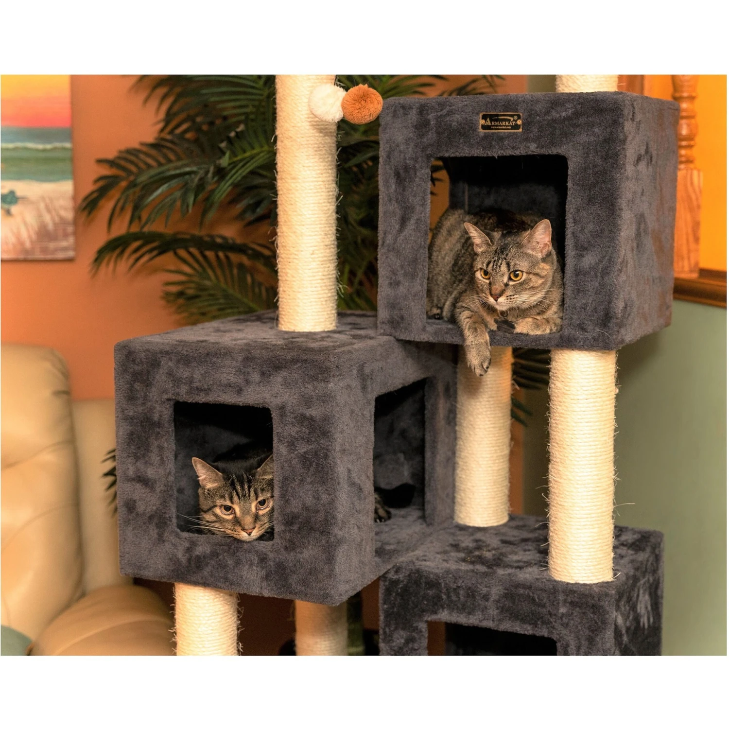 Armarkat Real Wood Giant Cat Tower, Dark Gray, 80-in 8 Armarkat Real Wood Giant Cat Tower, Dark Gray, 80-in - Image 6