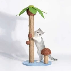Lovely Caves Coconut Palm Tree Cat Scratching Post, Brown, Large