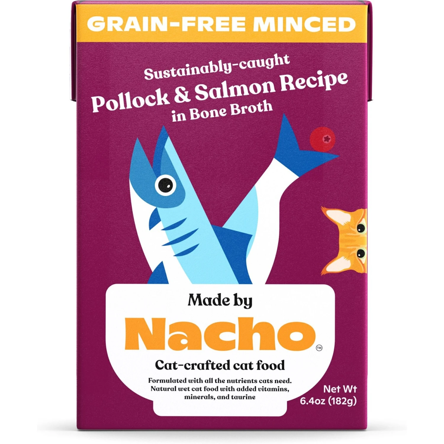 Made By Nacho Sustainably-Caught Pollock & Salmon Recipe In Bone Broth Minced Wet Cat Food & Made By Nacho Cage-Free Chicken Recipe In Bone Broth Minced Wet Cat Food 4 Made By Nacho Sustainably-Caught Pollock & Salmon Recipe In Bone Broth Minced Wet Cat Food & Made By Nacho Cage-Free Chicken Recipe In Bone Broth Minced Wet Cat Food - Image 2
