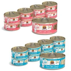 Weruva Classic Cat Press Your Lunch! Chicken Pate Canned Cat Food & Weruva Classic Cat Jolly Good Fares Chicken & Salmon Pate Canned Cat Food