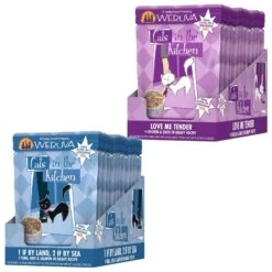 Weruva Cats In The Kitchen 1 If By Land, 2 If By Sea Tuna, Beef & Salmon Recipe Grain-Free Cat Food Pouches & Weruva Cats In The Kitchen Love Me Tender Chicken & Duck Recipe Grain-Free Cat Food Pouches