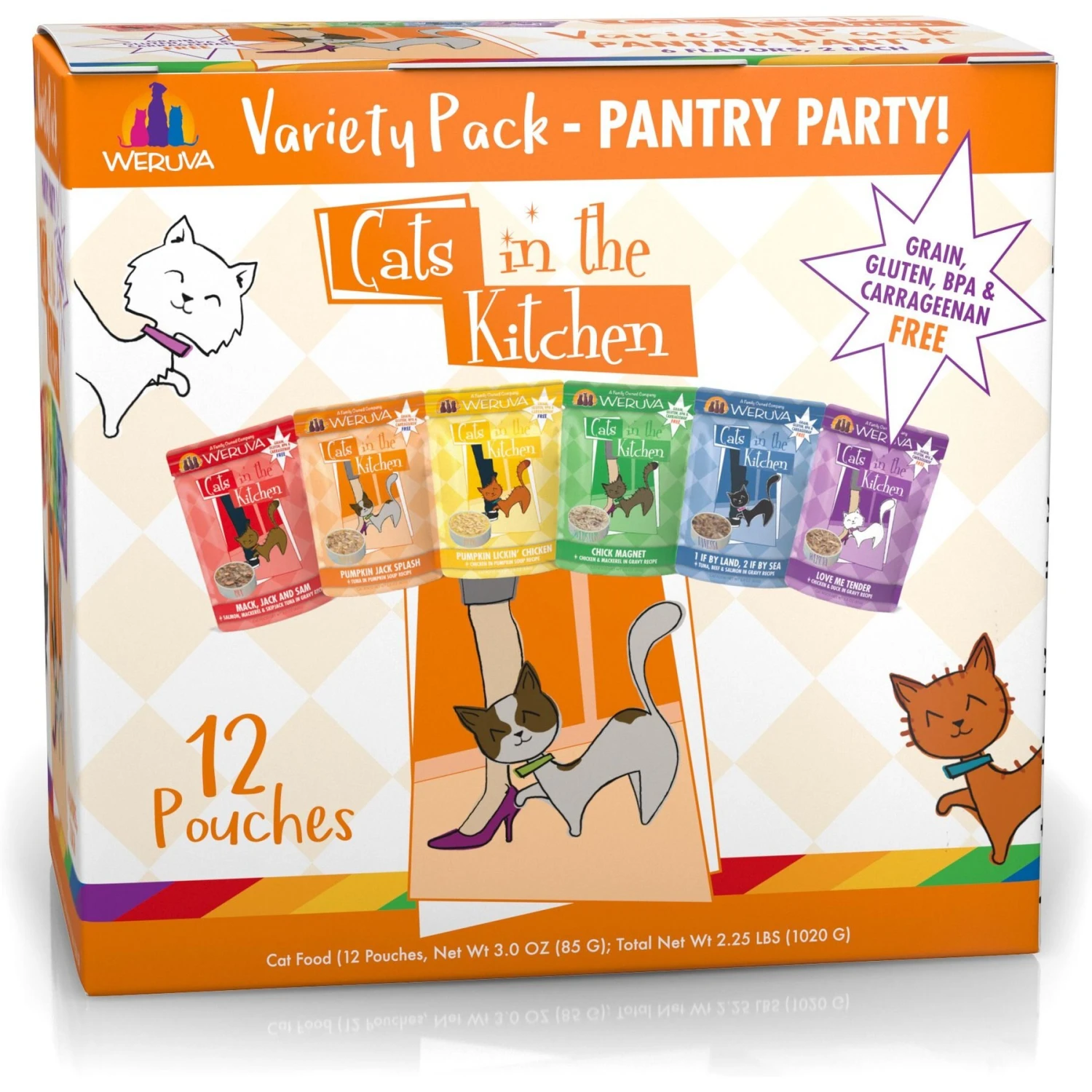 Weruva Cats In The Kitchen Pantry Party Variety Pack Grain-Free Cat Food, 3-oz Pouch, Case Of 12 & BFF Rainbow A Gogo Variety Pack Wet Cat Food Pouches, 3-oz, Case Of 12 4 Weruva Cats In The Kitchen Pantry Party Variety Pack Grain-Free Cat Food, 3-oz Pouch, Case Of 12 & BFF Rainbow A Gogo Variety Pack Wet Cat Food Pouches, 3-oz, Case Of 12 - Image 2