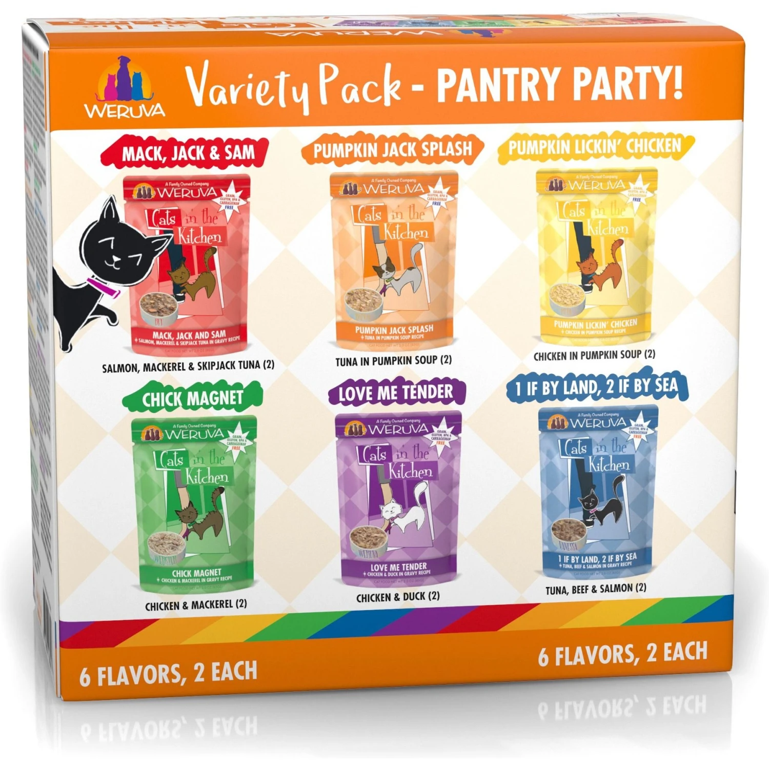 Weruva Cats In The Kitchen Pantry Party Variety Pack Grain-Free Cat Food, 3-oz Pouch, Case Of 12 & BFF Rainbow A Gogo Variety Pack Wet Cat Food Pouches, 3-oz, Case Of 12 5 Weruva Cats In The Kitchen Pantry Party Variety Pack Grain-Free Cat Food, 3-oz Pouch, Case Of 12 & BFF Rainbow A Gogo Variety Pack Wet Cat Food Pouches, 3-oz, Case Of 12 - Image 3