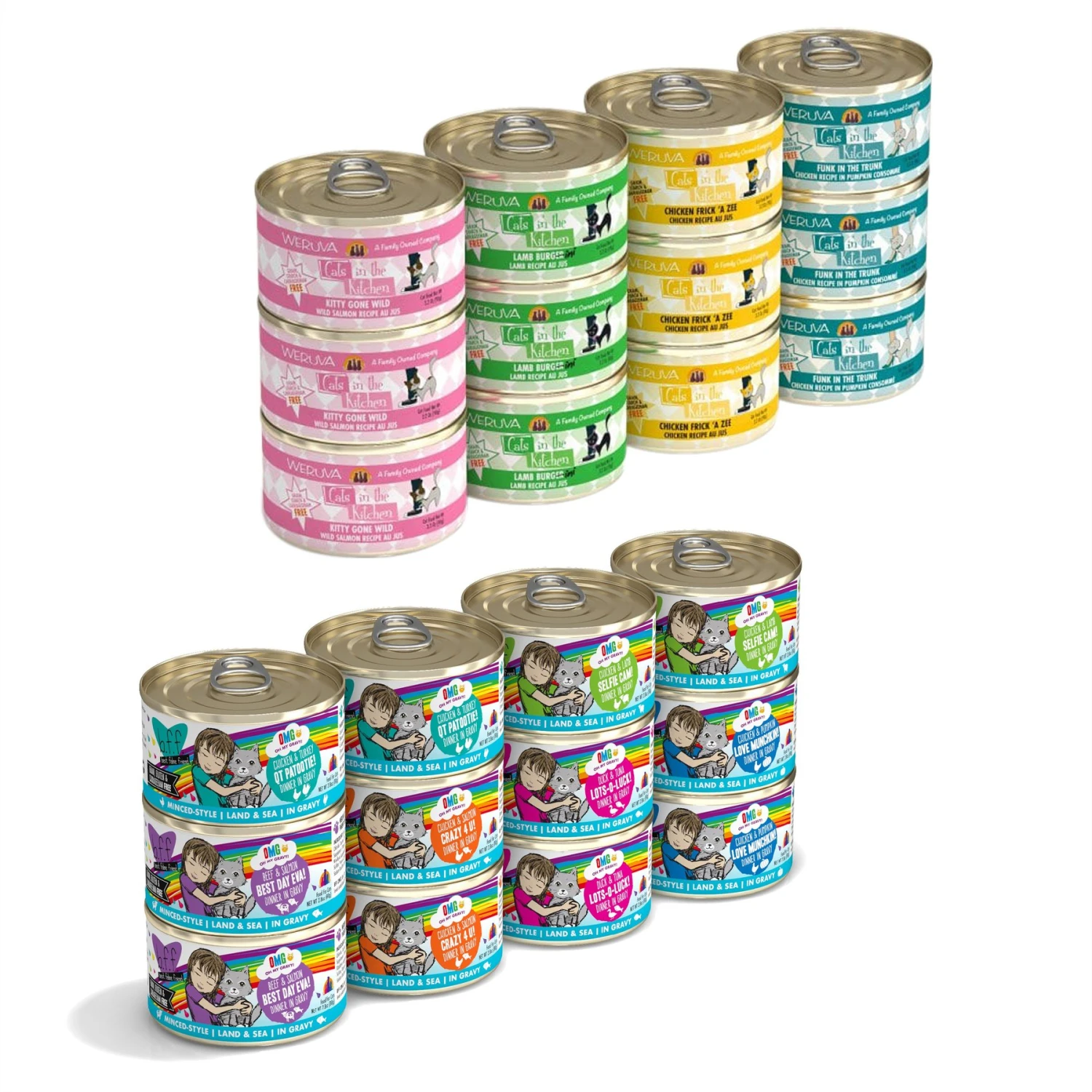 Weruva Cats In The Kitchen Cuties Variety Pack Grain-Free Canned Cat Food & BFF OMG Rainbow Road Variety Pack Grain-Free Canned Cat Food 3 Weruva Cats In The Kitchen Cuties Variety Pack Grain-Free Canned Cat Food & BFF OMG Rainbow Road Variety Pack Grain-Free Canned Cat Food