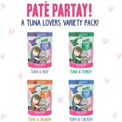 Weruva Best Feline Friend Paté Lovers, Aw Yeah! Paté Jamboree! Variety Pack Grain-Free Wet Cat Food, 2.8-oz Pouch, Case Of 12 & BFF Play Pate Lovers Pate Partay Variety Pack Wet Cat Food, 3-oz Pouch, Pack Of 12 -Almo nature Sales 611846 PT6. AC SS1800 V1661548615