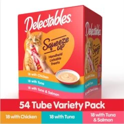 Hartz Delectables Squeeze Up Tuna, Chicken, & Salmon Flavored Variety Pack Lickable Cat Treats, 0.5-oz Tube 11 Hartz Delectables Squeeze Up Tuna, Chicken, & Salmon Flavored Variety Pack Lickable Cat Treats, 0.5-oz Tube -Almo nature Sales 641246 PT1. AC SS1800 V1663856216