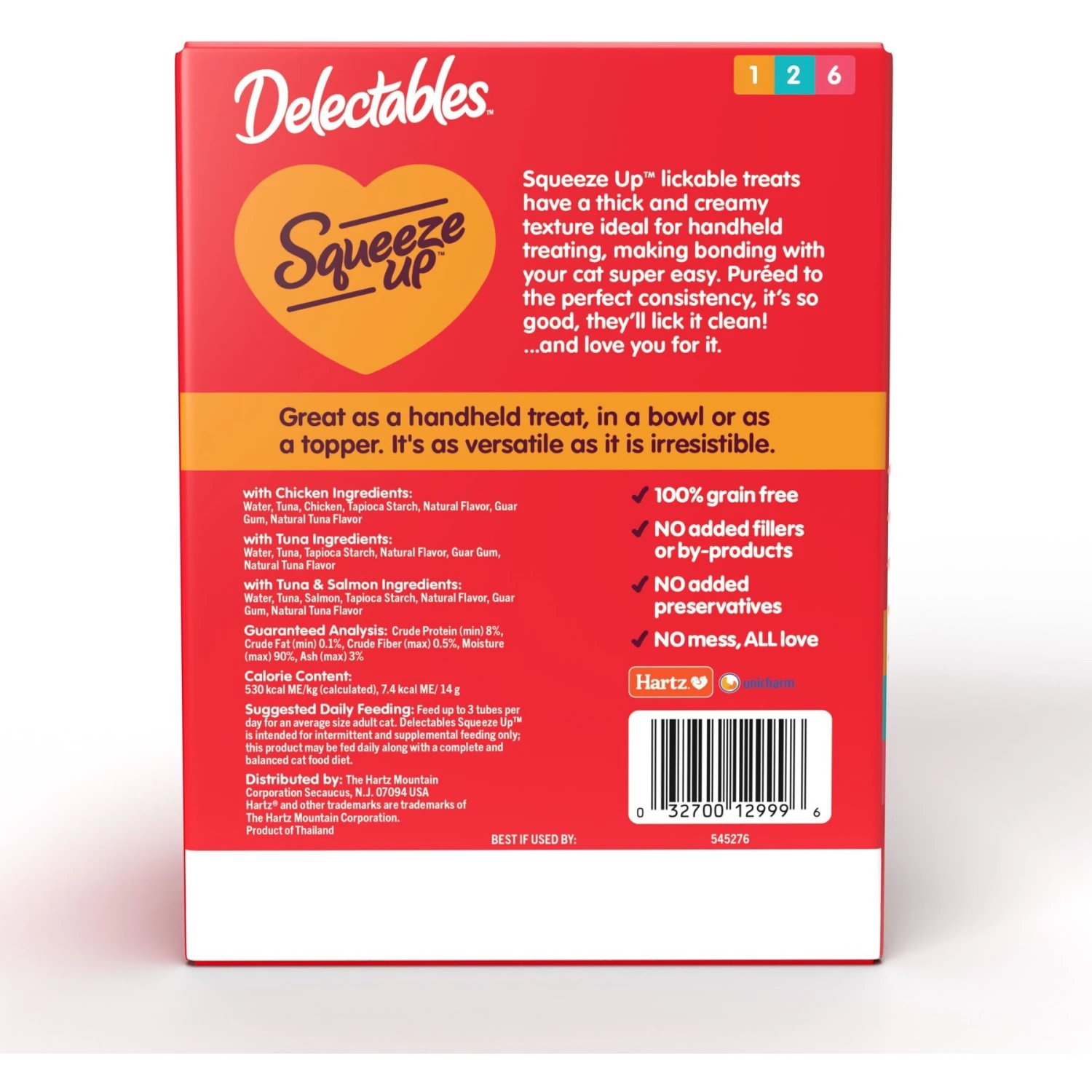 Hartz Delectables Squeeze Up Tuna, Chicken, & Salmon Flavored Variety Pack Lickable Cat Treats, 0.5-oz Tube 6 Hartz Delectables Squeeze Up Tuna, Chicken, & Salmon Flavored Variety Pack Lickable Cat Treats, 0.5-oz Tube - Image 4