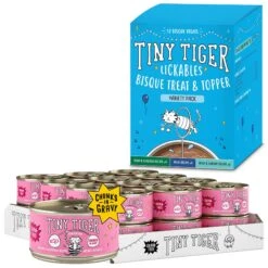 Tiny Tiger Chunks In Gravy Salmon & Whitefish Recipe Grain-Free Canned Cat Food & Tiny Tiger, Lickables, Variety Pack, Bisque Cat Treat & Topper