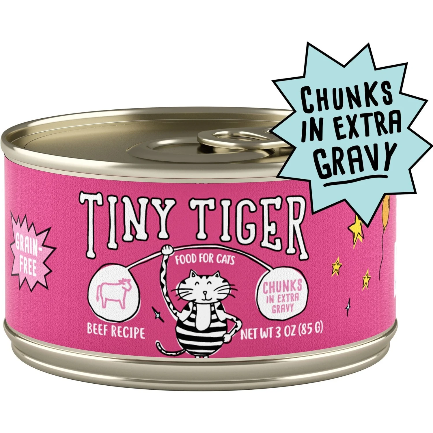 Tiny Tiger Chunks In EXTRA Gravy Beef Recipe Grain-Free Canned Cat Food & Tiny Tiger, Lickables, Variety Pack, Bisque Cat Treat & Topper 4 Tiny Tiger Chunks In EXTRA Gravy Beef Recipe Grain-Free Canned Cat Food & Tiny Tiger, Lickables, Variety Pack, Bisque Cat Treat & Topper - Image 2