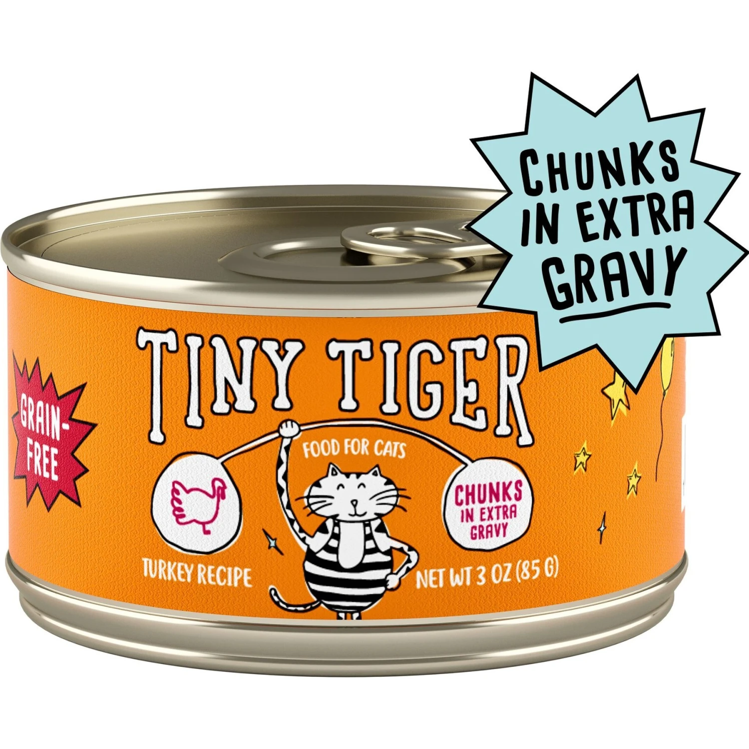 Tiny Tiger Chunks In EXTRA Gravy Turkey Recipe Grain-Free Canned Cat Food & Tiny Tiger, Lickables, Variety Pack, Bisque Cat Treat & Topper 4 Tiny Tiger Chunks In EXTRA Gravy Turkey Recipe Grain-Free Canned Cat Food & Tiny Tiger, Lickables, Variety Pack, Bisque Cat Treat & Topper - Image 2