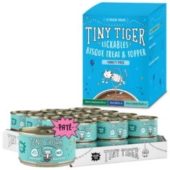Tiny Tiger Pate Seafood Recipe Grain-Free Canned Cat Food & Tiny Tiger, Lickables, Variety Pack, Bisque Cat Treat & Topper