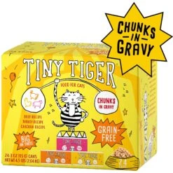 Tiny Tiger Chunks In Gravy Beef & Poultry Recipes Variety Pack Grain-Free Canned Cat Food & Tiny Tiger Lickables, Senior Formula, Tuna & Chicken Recipe, Bisque Cat Treat & Topper -Almo nature Sales 653134 PT1. AC SS1800 V1664898391