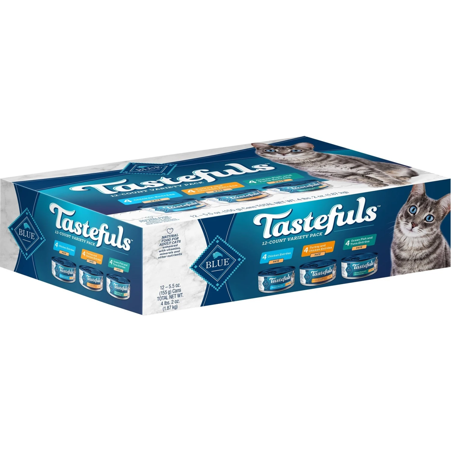 Blue Buffalo Tastefuls Chicken, Turkey & Chicken & Ocean Fish & Tuna Entrées Variety Pack Pate Wet Cat Food, 5.5-oz Can, Case Of 12 & Blue Buffalo Tastefuls Tuna, Chicken, Fish & Shrimp Entrées Variety Pack Flaked Wet Cat Food 4 Blue Buffalo Tastefuls Chicken, Turkey & Chicken & Ocean Fish & Tuna Entrées Variety Pack Pate Wet Cat Food, 5.5-oz Can, Case Of 12 & Blue Buffalo Tastefuls Tuna, Chicken, Fish & Shrimp Entrées Variety Pack Flaked Wet Cat Food - Image 2