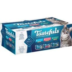 Blue Buffalo Tastefuls Salmon, Chicken, Ocean Fish & Tuna Entrées Variety Pack Pate Wet Cat Food, 3-oz Can, Case Of 12 & Blue Buffalo Tastefuls Tuna, Chicken, Fish & Shrimp Entrées Variety Pack Flaked Wet Cat Food -Almo nature Sales 662622 PT1. AC SS1800 V1667326892