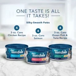Blue Buffalo Tastefuls Salmon, Chicken, Ocean Fish & Tuna Entrées Variety Pack Pate Wet Cat Food, 3-oz Can, Case Of 12 & Blue Buffalo Tastefuls Tuna, Chicken, Fish & Shrimp Entrées Variety Pack Flaked Wet Cat Food -Almo nature Sales 662622 PT3. AC SS1800 V1667327418