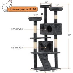 Coziwow 60-in Scratching Posts & Toys Cat Tree & Condo, Grey -Almo nature Sales 666062 PT5. AC SS1800 V1674162085