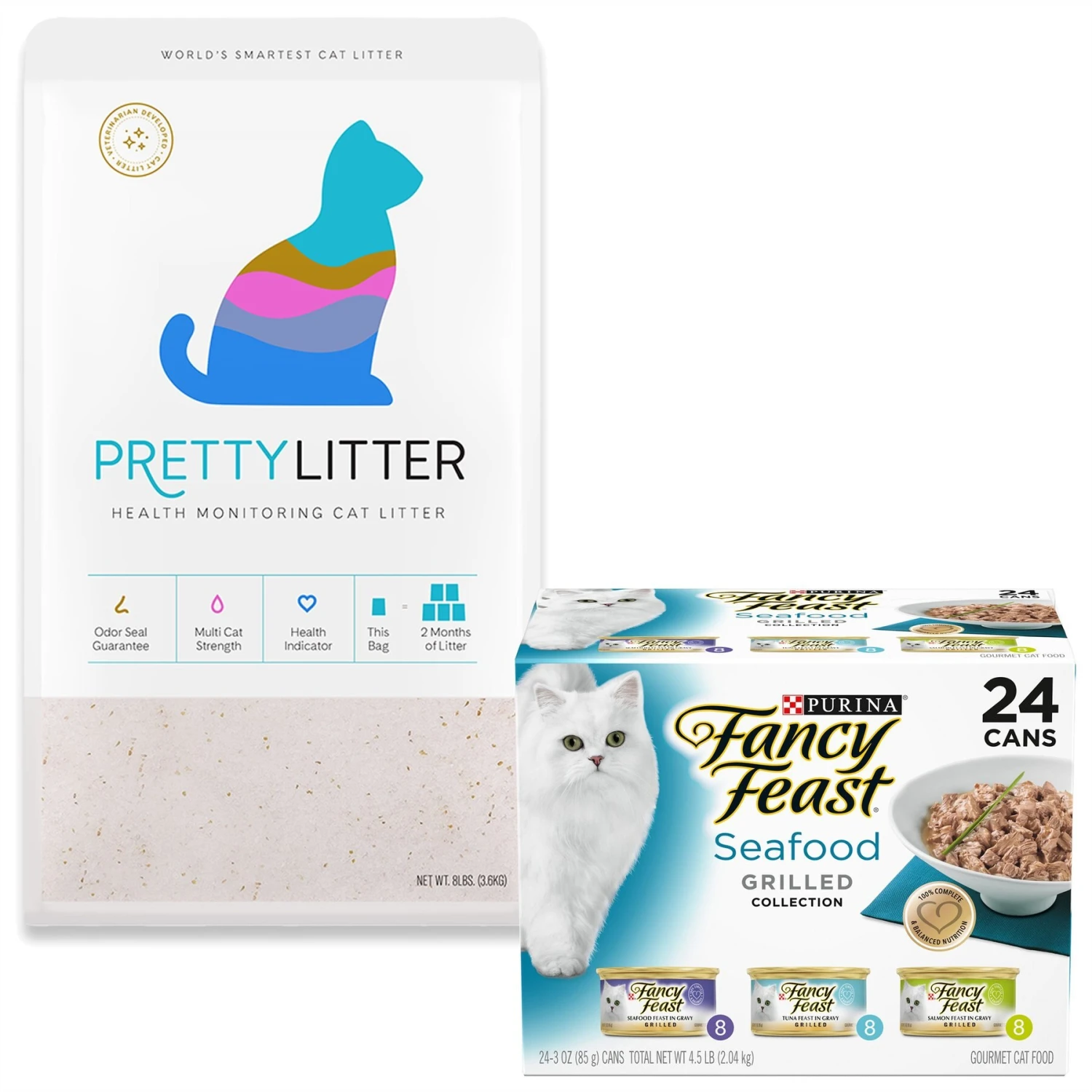 Fancy Feast Grilled Seafood Feast Variety Pack Canned Cat Food & PrettyLitter Health Monitoring Cat Litter 3 Fancy Feast Grilled Seafood Feast Variety Pack Canned Cat Food & PrettyLitter Health Monitoring Cat Litter