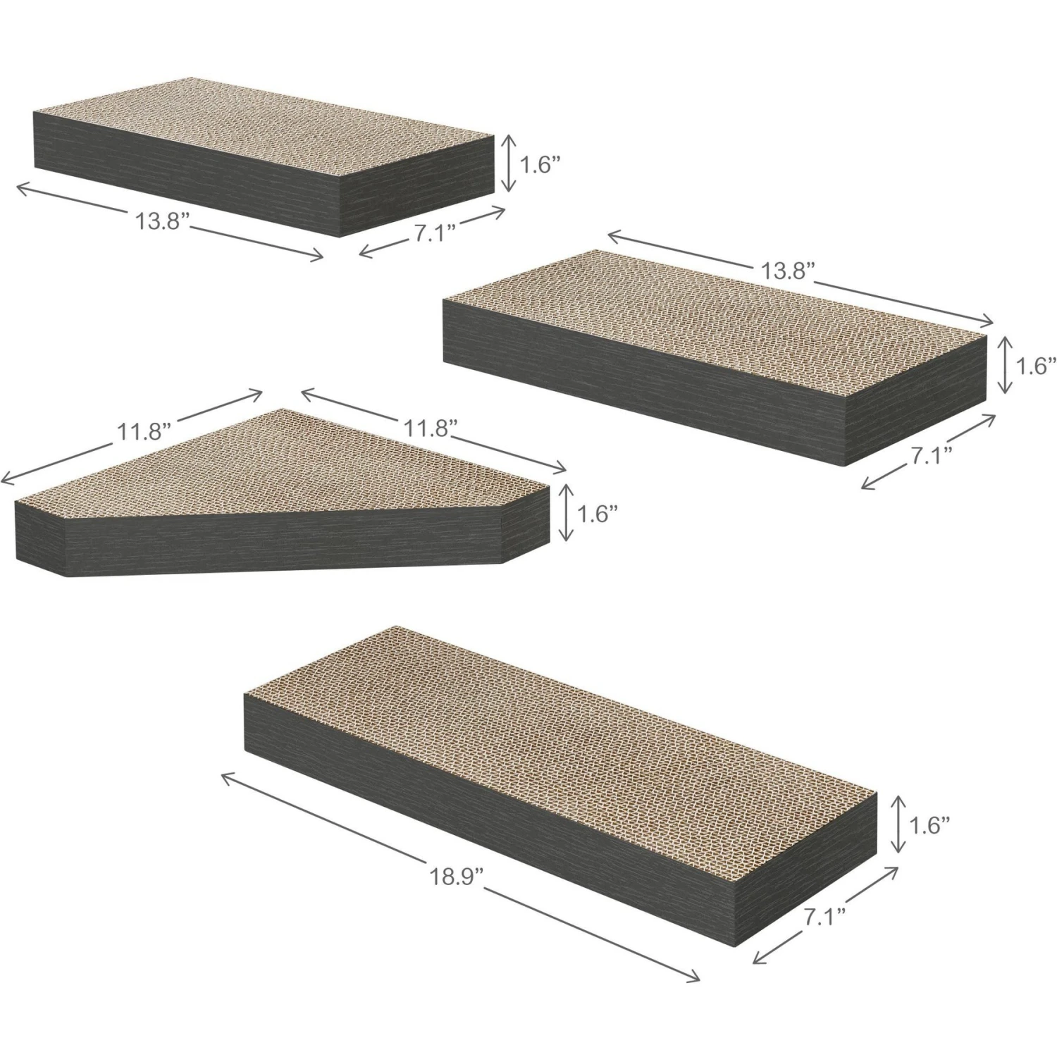 Way Basics Floating Shelf Combo Cat Scratcher, Medium, 4 Count 4 Way Basics Floating Shelf Combo Cat Scratcher, Medium, 4 Count - Image 2