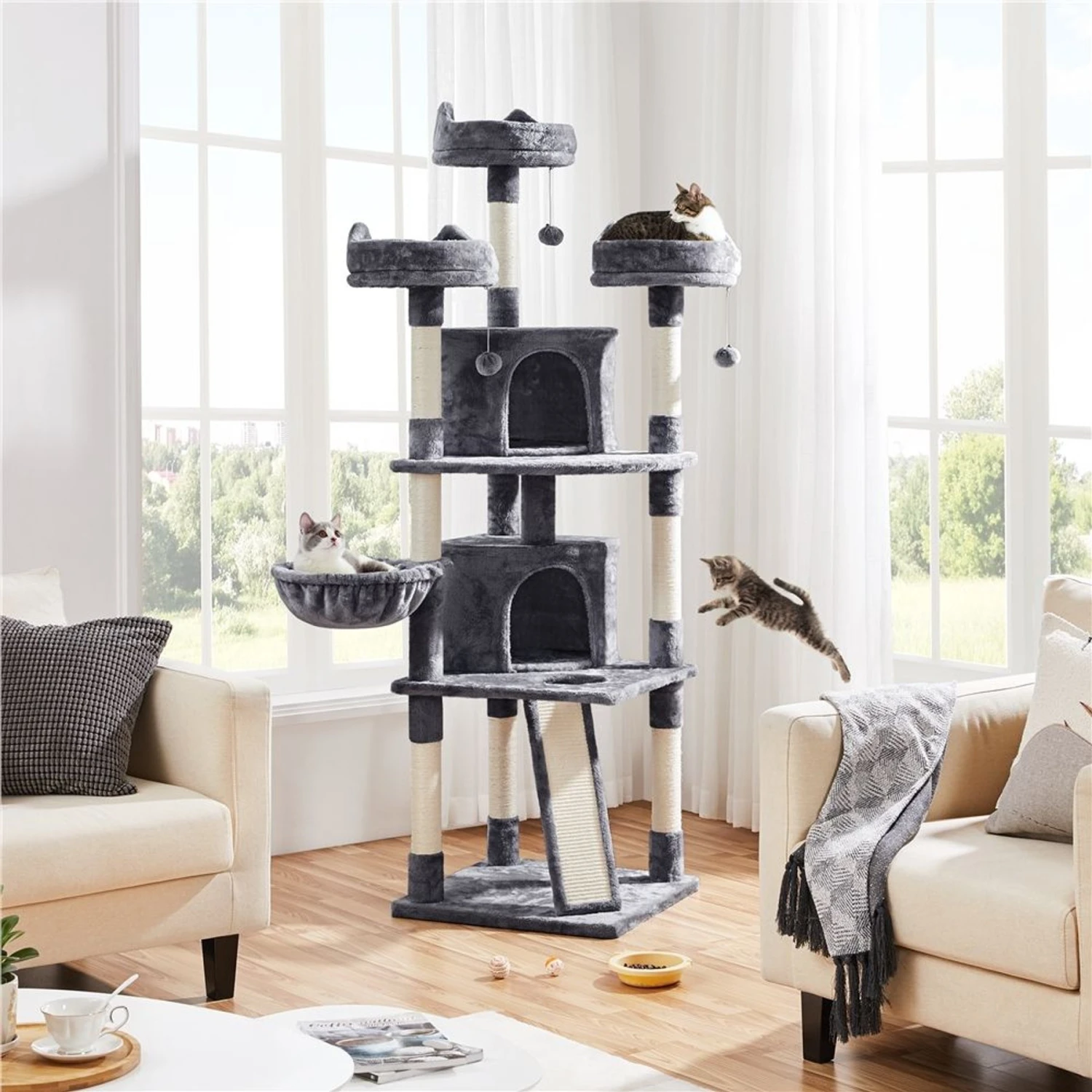 Yaheetech 76-in Multi-Level Cat Tree 3 Yaheetech 76-in Multi-Level Cat Tree