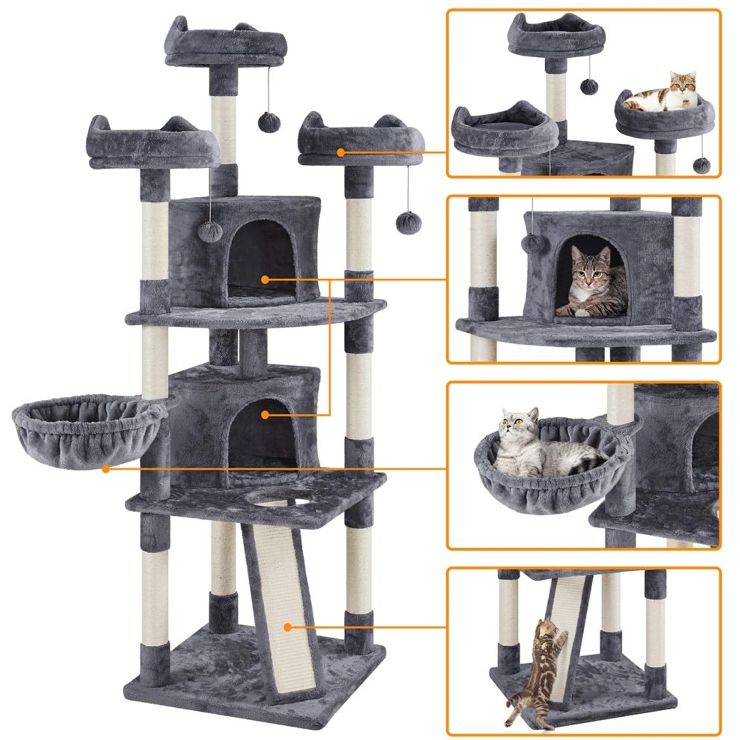 Yaheetech 76-in Multi-Level Cat Tree 6 Yaheetech 76-in Multi-Level Cat Tree - Image 4