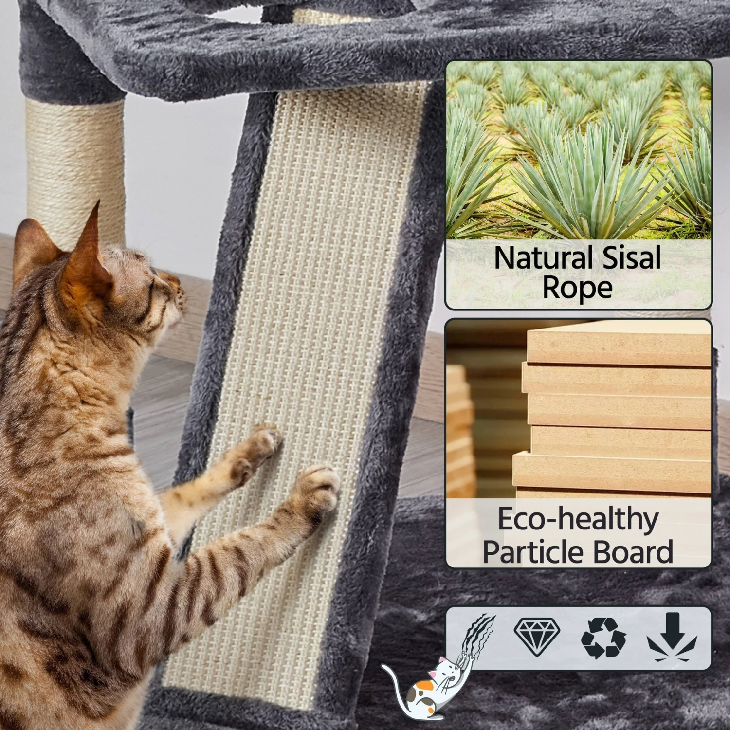 Yaheetech 76-in Multi-Level Cat Tree 10 Yaheetech 76-in Multi-Level Cat Tree - Image 8