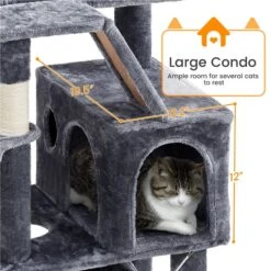 Yaheetech 71.5-in Tree With 2 Cozy Perches Cat Tree, Dark Grey, Large -Almo nature Sales 705158 PT3. AC SS1800 V1668545961