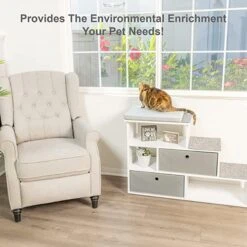 PetFusion Hybrid Cat Bookshelf & 3 Perches, White -Almo nature Sales 710246 PT2. AC SS1800 V1671724586