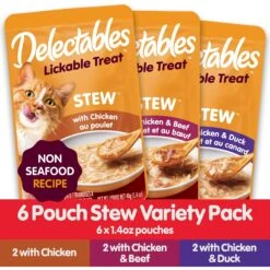 Hartz Delectables Stew Non-Seafood Lickable Cat Treats Variety Pack, 1.4-oz Pouch, 6 Count -Almo nature Sales 722070 PT3. AC SS1800 V1670966709