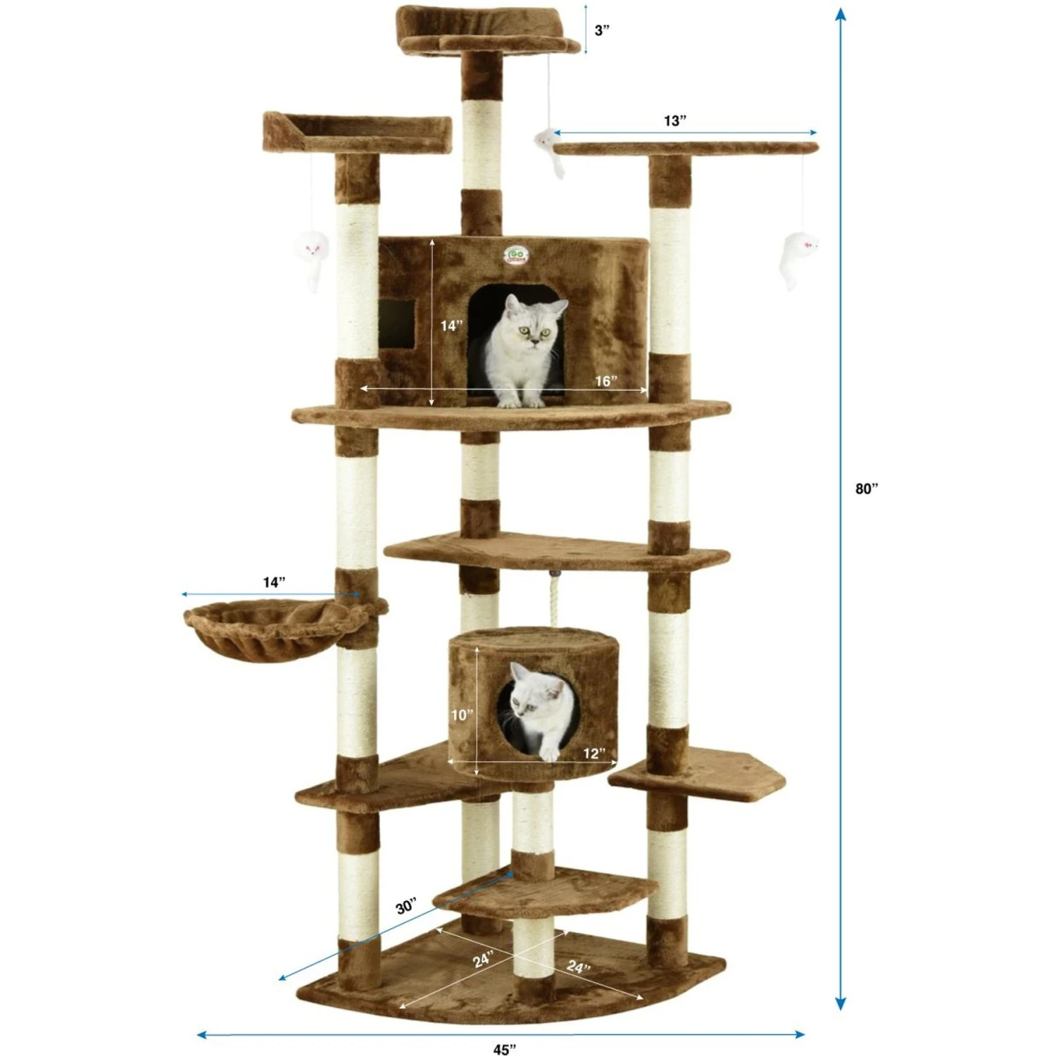 Go Pet Club 80-in Faux Fur Cat Tree & Condo 5 Go Pet Club 80-in Faux Fur Cat Tree & Condo - Image 3