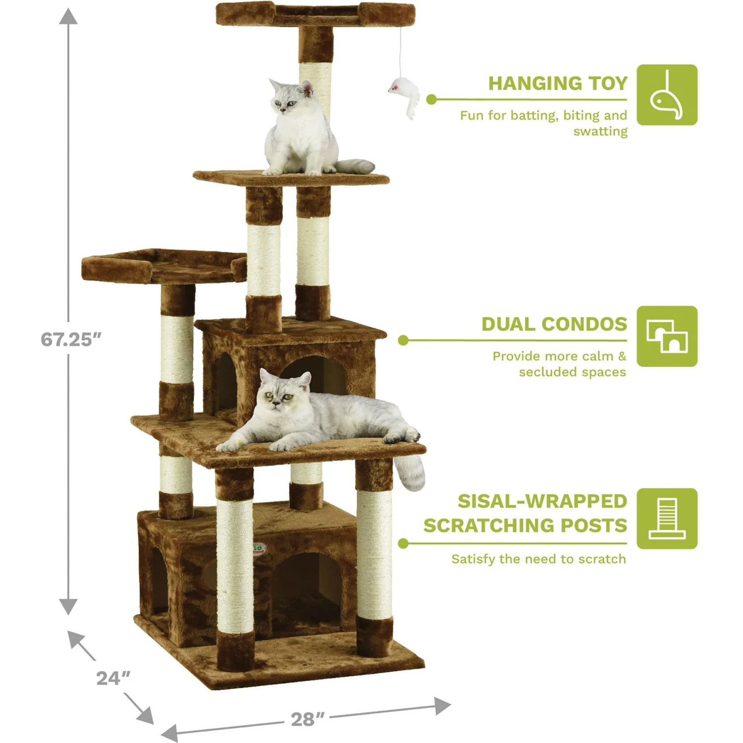 Go Pet Club 67-in Faux Fur Cat Tree & Condo 4 Go Pet Club 67-in Faux Fur Cat Tree & Condo - Image 2