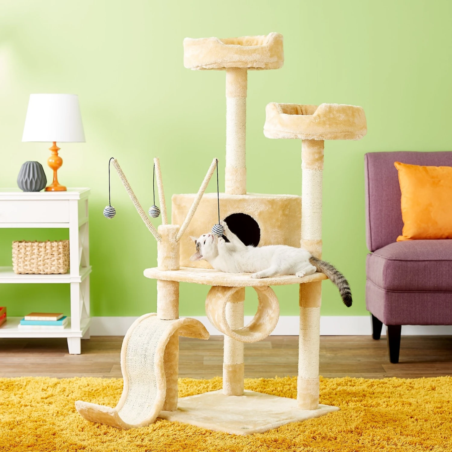 Go Pet Club 55-in Slide Cat Tree 3 Go Pet Club 55-in Slide Cat Tree