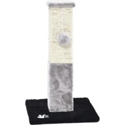 Cat Craft Plush & Sisal Square Cat Scratching Post With Plush Hanging Cat Toy, Gray/Natural, Small -Almo nature Sales 744750 PT3. AC SS1800 V1689975255