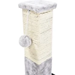 Cat Craft Plush & Sisal Square Cat Scratching Post With Plush Hanging Cat Toy, Gray/Natural, Small -Almo nature Sales 744750 PT5. AC SS1800 V1689974824