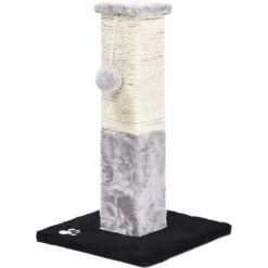 Cat Craft Plush & Sisal Square Cat Scratching Post With Plush Hanging Cat Toy, Gray/Natural, Small -Almo nature Sales 744750 PT6. AC SS1800 V1689974461