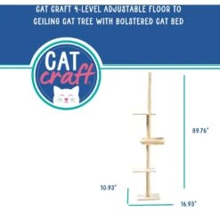 Cat Craft 4-Level Adjustable Climbing & Perch Cat Tree With Bolstered Cat Bed, Cream, X-Large -Almo nature Sales 744830 PT2. AC SS1800 V1674070819