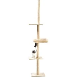 Cat Craft 4-Level Adjustable Climbing & Perch Cat Tree With Bolstered Cat Bed, Cream, X-Large -Almo nature Sales 744830 PT6. AC SS1800 V1674080180