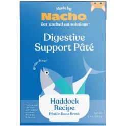 Made By Nacho Digestive Support Pate Haddock Recipe In Bone Broth Grain-Free Wet Cat Food, 6.4-oz Tetra, Case Of 12