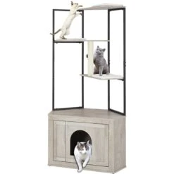 Unipaws Corner Box Enclosure With Cat Tree Tower Cat Litter, Weathered Grey, Medium -Almo nature Sales 757526 PT2. AC SS1800 V1693319998