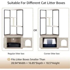 Unipaws Corner Box Enclosure With Cat Tree Tower Cat Litter, Weathered Grey, Medium -Almo nature Sales 757526 PT5. AC SS1800 V1693319935