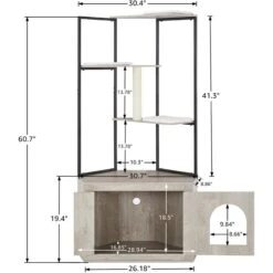 Unipaws Corner Box Enclosure With Cat Tree Tower Cat Litter, Weathered Grey, Medium -Almo nature Sales 757526 PT6. AC SS1800 V1693320056